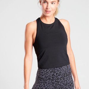 Athleta Shanti Crop Tank Black Cotton Athleisure Activewear